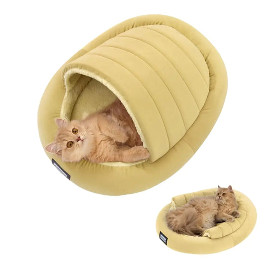 BALANCE 2 in 1 Cat Bed Cave for Kittens and Small Dogs Cat Tents for Indoor Cats Covered Cat Beds with Removable Cushion Calming Cat Nest Cat Hideaway Washable Cat House with Non-Slip Bottom