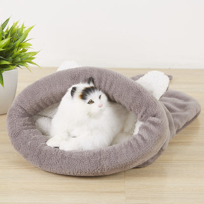Pet Dog and Cat Bed - Cozy Sleeping Bag with Bunny Ears