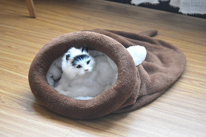 Pet Dog and Cat Bed - Cozy Sleeping Bag with Bunny Ears