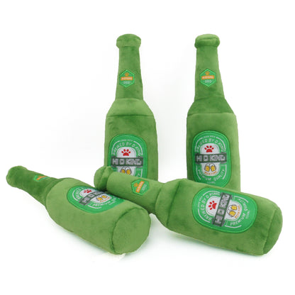 Creative Cartoon Beer Bottle Plush Dog Toy