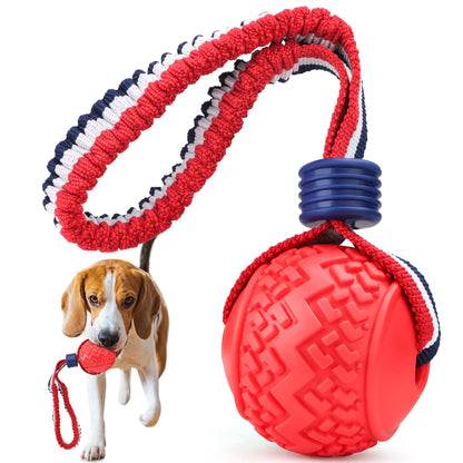 JAKPAK Dog Toys Dog Ball Interactive Dog Ball Rope Toy for Puppy Teething Chew Dogs Ball with Rope Kitten Dog Ball for Medium and Small Dog Ball with Rope for Tug of War Training Fetch(Red)